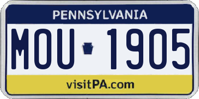 PA license plate MOU1905