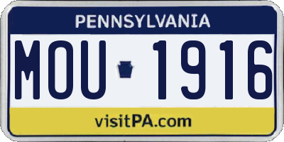PA license plate MOU1916