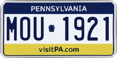 PA license plate MOU1921