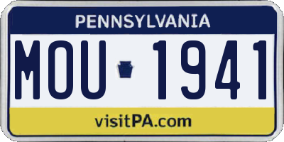PA license plate MOU1941