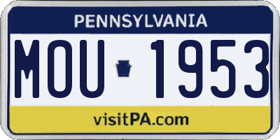 PA license plate MOU1953
