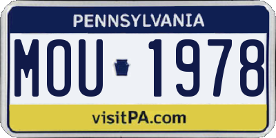 PA license plate MOU1978