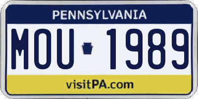 PA license plate MOU1989