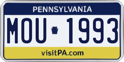 PA license plate MOU1993