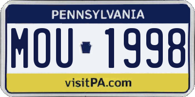 PA license plate MOU1998