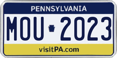 PA license plate MOU2023