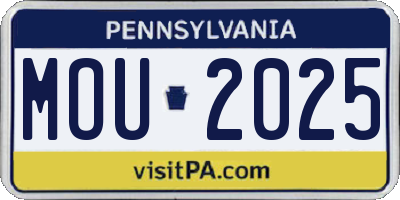 PA license plate MOU2025