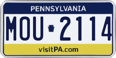 PA license plate MOU2114