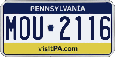 PA license plate MOU2116