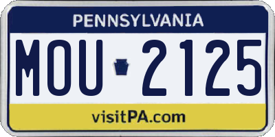 PA license plate MOU2125