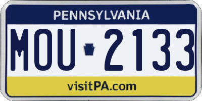 PA license plate MOU2133