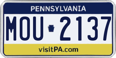 PA license plate MOU2137