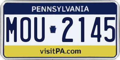 PA license plate MOU2145