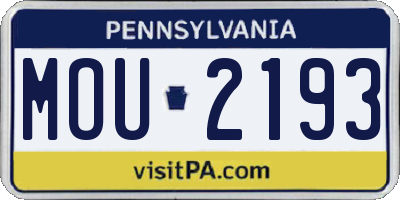 PA license plate MOU2193