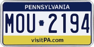 PA license plate MOU2194