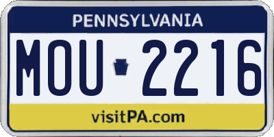 PA license plate MOU2216