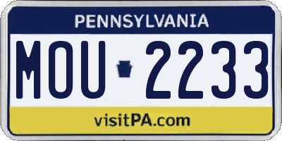 PA license plate MOU2233