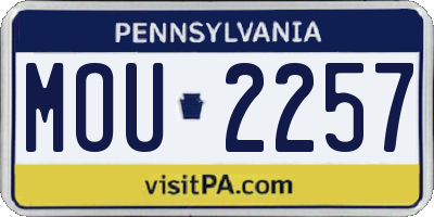 PA license plate MOU2257