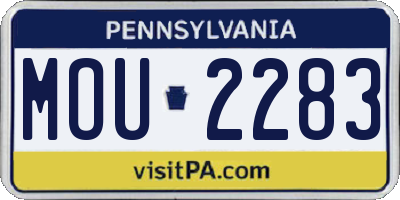 PA license plate MOU2283