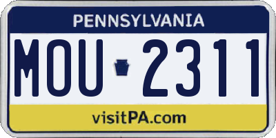 PA license plate MOU2311