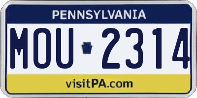 PA license plate MOU2314