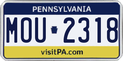 PA license plate MOU2318