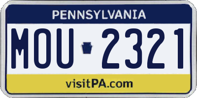 PA license plate MOU2321