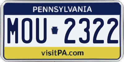 PA license plate MOU2322