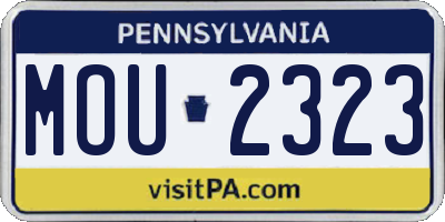 PA license plate MOU2323