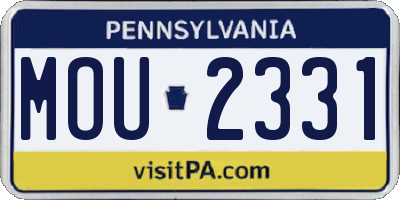 PA license plate MOU2331