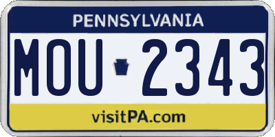 PA license plate MOU2343