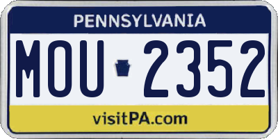 PA license plate MOU2352