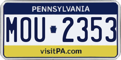 PA license plate MOU2353