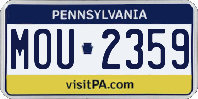 PA license plate MOU2359