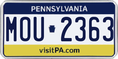 PA license plate MOU2363