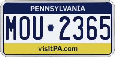 PA license plate MOU2365