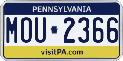 PA license plate MOU2366