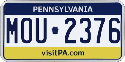 PA license plate MOU2376