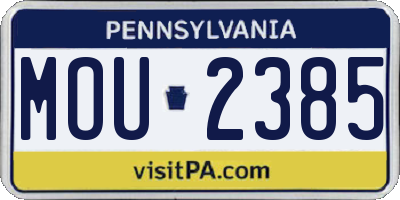 PA license plate MOU2385