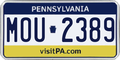 PA license plate MOU2389