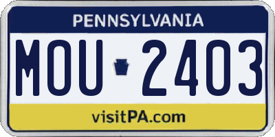 PA license plate MOU2403