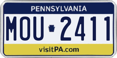 PA license plate MOU2411