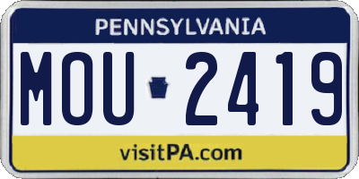 PA license plate MOU2419