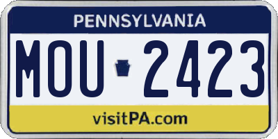 PA license plate MOU2423