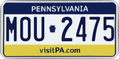 PA license plate MOU2475