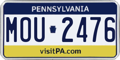 PA license plate MOU2476