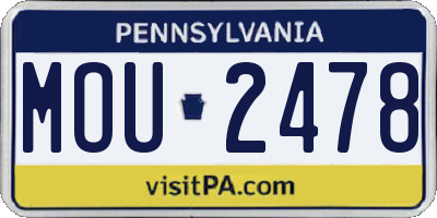 PA license plate MOU2478