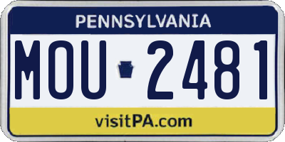 PA license plate MOU2481