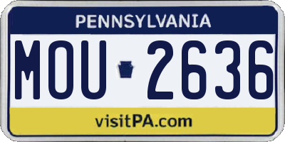 PA license plate MOU2636