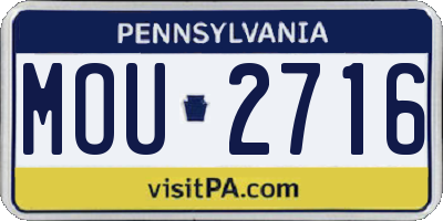 PA license plate MOU2716